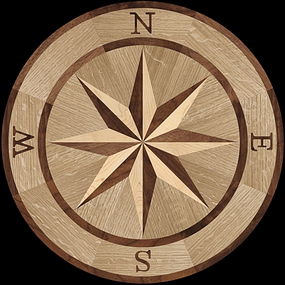 The COMPASS I Hardwood Floor Medallion Inlay